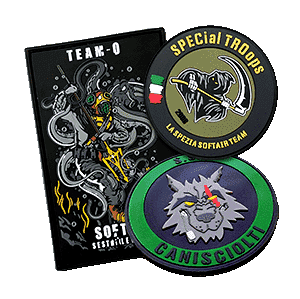 Patchs PVC 2D et 3D réalisés par Easypatch pour des équipes de Softair dans différentes formes et tailles